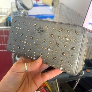 Coach grey studded wallet